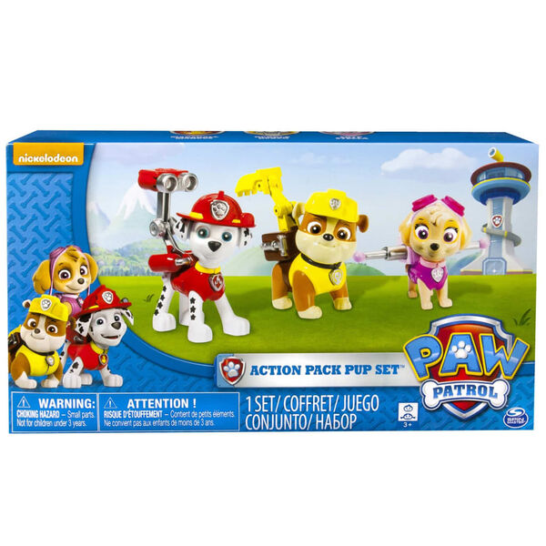 Paw Patrol Action Pack-hvalpesæt Marshall/Skye/Rubble