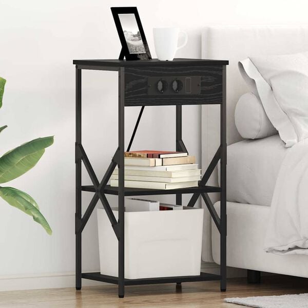 vidaXL Natskab med hylde Sort eg 41 x 31 x 76 cm Konstrueret tr&aelig;