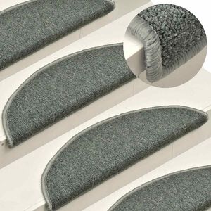 vidaXL trappem&aring;tter 15 stk. 56x17x3 cm m&oslash;rkegr&oslash;nne halvrunde