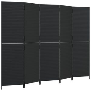 vidaXL rumdeler 5 paneler polyrattan sort