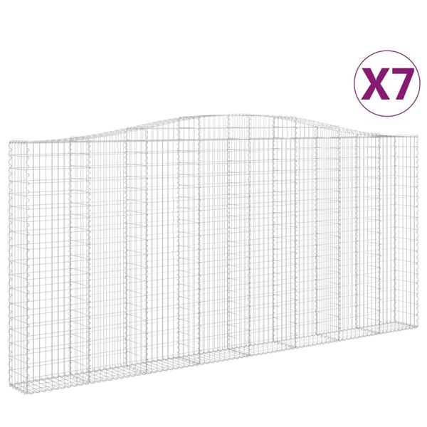 vidaXL buede gabionkurve 7 stk. 400x30x180/200 cm galvaniseret jern