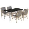 vidaXL spisebordss&aelig;t til haven 5 dele med hynder polyrattan beige