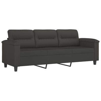 vidaXL 3-personers sofa 180 cm mikrofiberstof mørkegrå