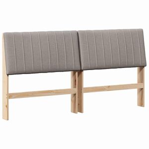 vidaXL Polstret sengegavl Gr&aring;brun 200 cm Massiv fyrretr&aelig;