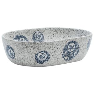 vidaXL h&aring;ndvask til bordplade 47x33x13 cm oval keramik gr&aring; og bl&aring;
