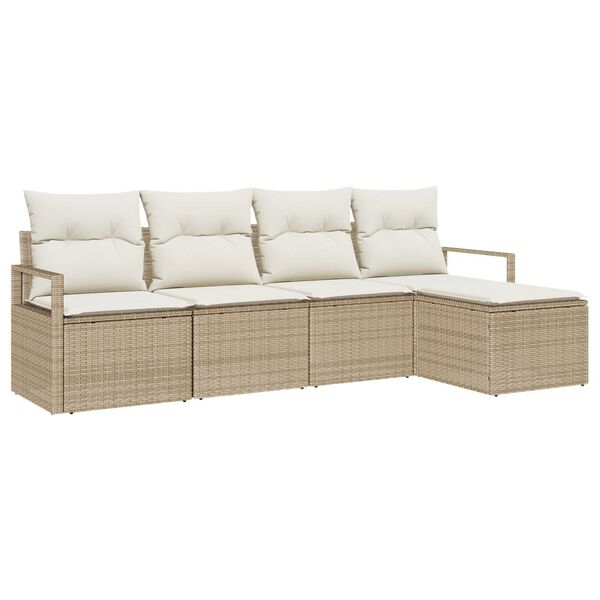 vidaXL Sofa S&aelig;t med pude 5 pcs Beige og creme polyrattan