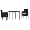 vidaXL Have Spisebordss&aelig;t 3 stk. Sort polyrattan