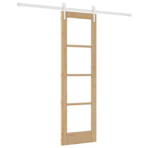vidaXL Skyded&oslash;r 61 x 198,5 cm Massivt fyrretr&aelig; og glas Naturfarvet