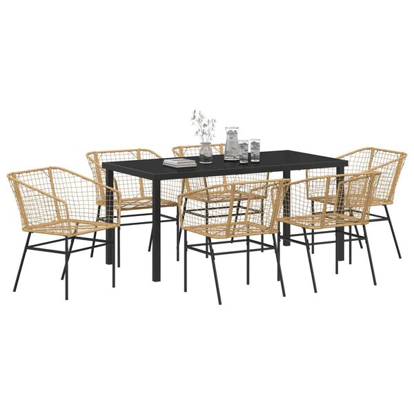 vidaXL Have Spisebordss&aelig;t 7 pcs Brun polyrattan