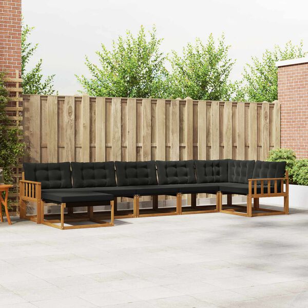 vidaXL Udend&oslash;rs sofagruppe 21 pcs Naturlig og sort Massivt Akacietr&aelig;