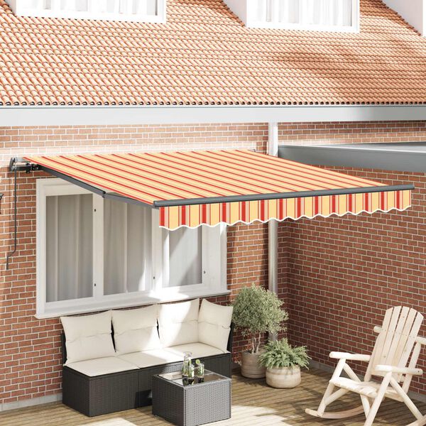 vidaXL Utr&aelig;kkelig Markise Gul og orange 300 x 250 cm Polyester og St&aring;l
