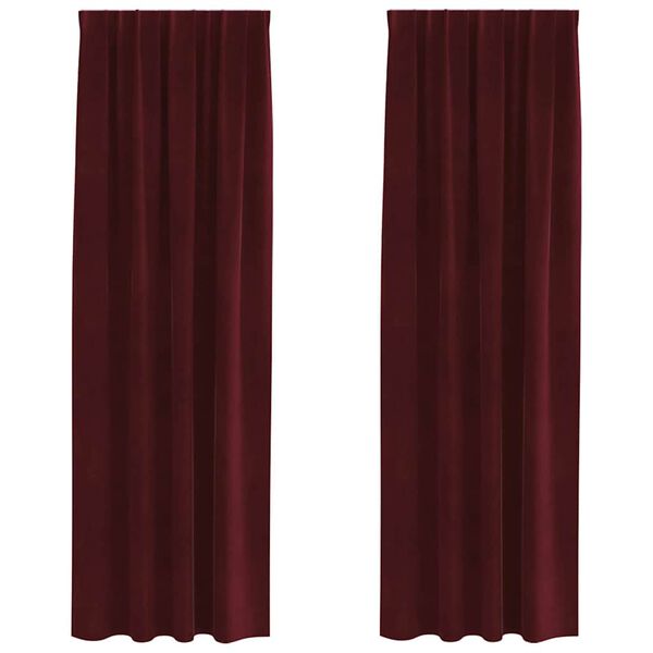 vidaXL M&oslash;rkl&aelig;gningsgardiner 2 pcs Vinr&oslash;d 140 x 225 cm Fl&oslash;jl