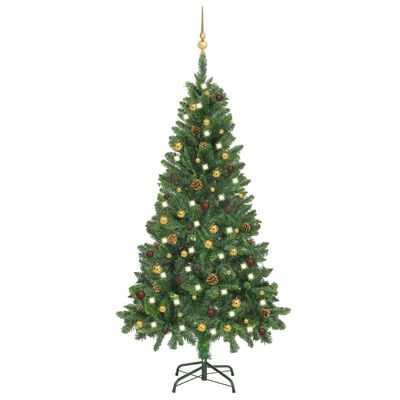 vidaXL kunstigt juletræ med lys og kuglesæt 150 cm grøn