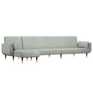 vidaXL L-formet sovesofa 275x140x70 cm velour lysegr&aring;