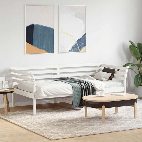 vidaXL daybed med reol uden madras 75x190 cm massivt fyrretr&aelig; hvid