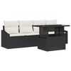 vidaXL Havesofa S&aelig;t med pude 5 pcs Sort og cremefarvet polyrattan