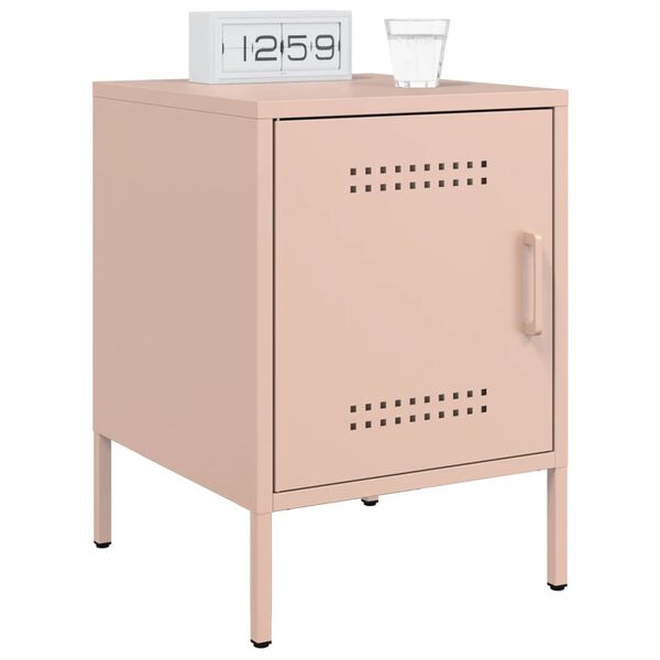 vidaXL sengeborde 2 stk. 36x39x50,5 cm st&aring;l lyser&oslash;d