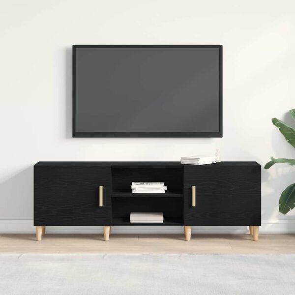 vidaXL TV-skab Sort eg 150 x 30 x 50 cm Konstrueret tr&aelig;