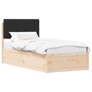 vidaXL Sengestel med Polstret Hovedgavl Sort 100 x 200 cm