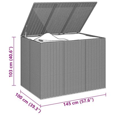 vidaXL hyndeboks 145x100x103 cm polyrattan sort
