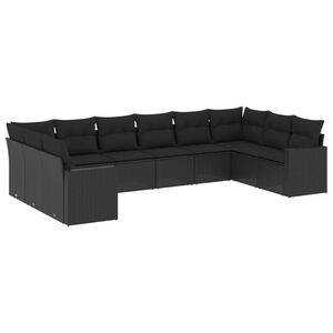 vidaXL sofas&aelig;t til haven 10 dele med hynder polyrattan sort