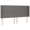 vidaXL sengegavl med kanter 203x16x118/128 cm kunstl&aelig;der gr&aring;