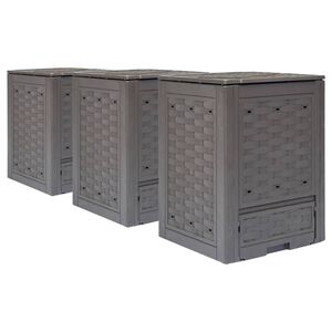 vidaXL kompostbeholdere 3 stk. 60 x 60 x 83 cm 900 l brun