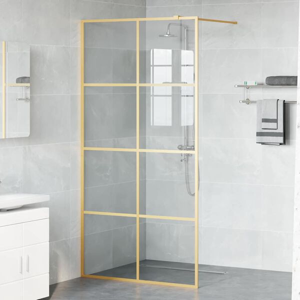 vidaXL Walk-in brusev&aelig;g Guld 100 x 195 cm h&aelig;rdet glas