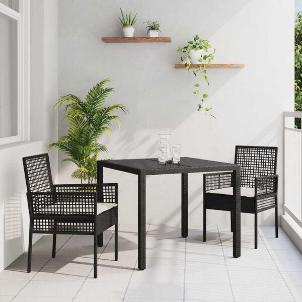 vidaXL Have Spisebordss&aelig;t 3 pcs Sort polyrattan