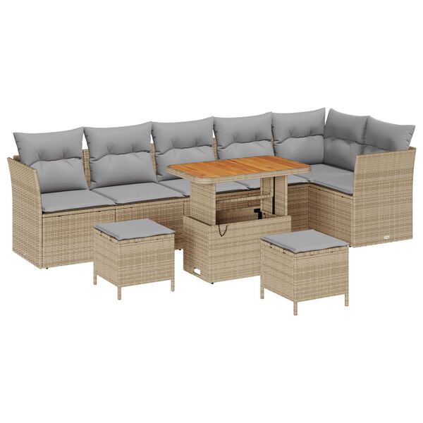 vidaXL Havesofa S&aelig;t 8 pcs Beige polyrattan