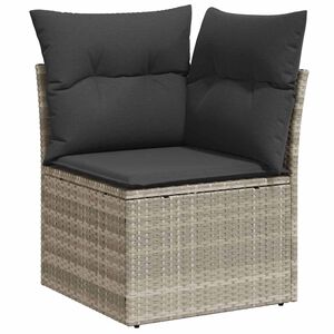 vidaXL hj&oslash;rnemodul til havesofa med hynder polyrattan lysegr&aring;