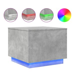 vidaXL sofabord med LED-lys 50x50x40 cm betongr&aring;