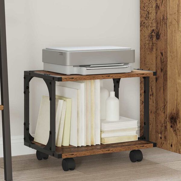 vidaXL Printerstand Gammelt tr&aelig; 41 x 28 x 33,5 cm Konstrueret tr&aelig;