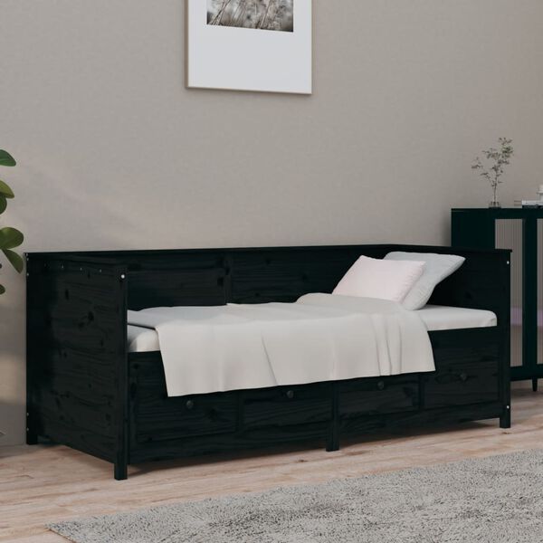vidaXL daybed 75x190 cm massivt fyrretr&aelig; sort