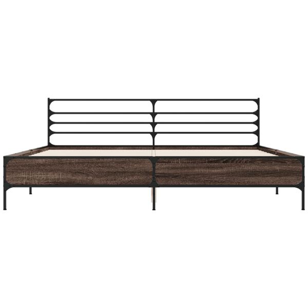 vidaXL sengeramme 200x200 cm konstrueret træ og metal brun egetræ