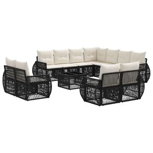 vidaXL Havesofa S&aelig;t 12 stk. Sort og Cremehvid polyrattan