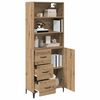 vidaXL Highboard Artisan Egetr&aelig; 69,5 x 34 x 180 cm Konstrueret tr&aelig;