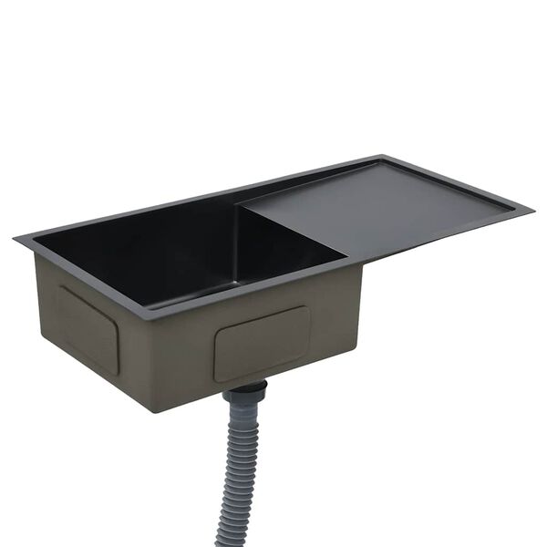 vidaXL håndlavet køkkenvask rustfrit stål sort