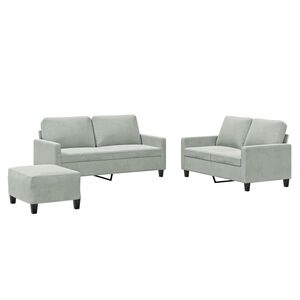 vidaXL sofas&aelig;t 3 dele med hynder velour lysegr&aring;