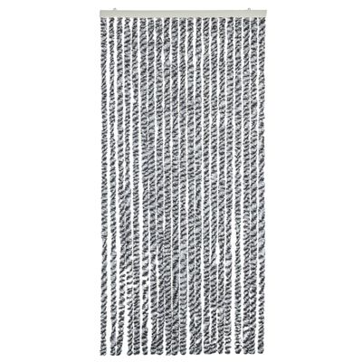 vidaXL flueforhæng 90x220 cm chenille grå + sort og hvid