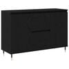 vidaXL Sideboard med skuffe Sort eg 101,5 x 35 x 70 cm Konstrueret træ