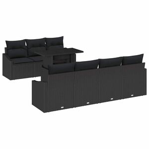 vidaXL Havesofa S&aelig;t med pude med opbevaring 8 pcs Sort polyrattan