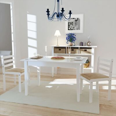 vidaXL spisebordsstole 2 stk. massivt gummitræ og fløjl hvid