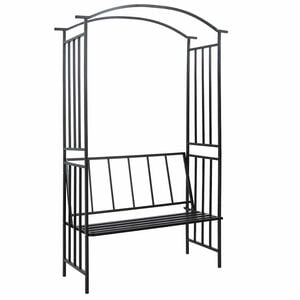 vidaXL havebue med b&aelig;nk 128x50x207 cm jern sort