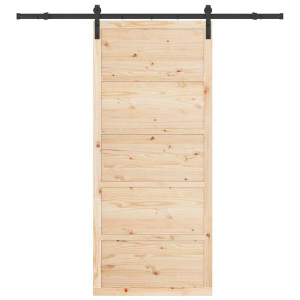 vidaXL Skydedør Brun 80 x 208 cm Massiv fyrretræ
