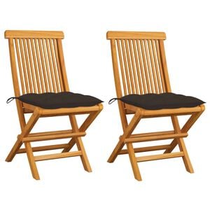 vidaXL Klapstole med taupe hynder 2 stk. massivt teaktr&aelig;