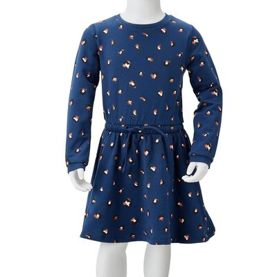 Langærmet kjole til børn str. 92 marineblå