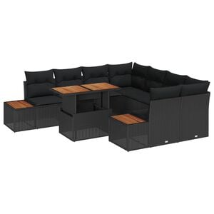 vidaXL Havesofa S&aelig;t med opbevaring 9 pcs Sort Poly rattan