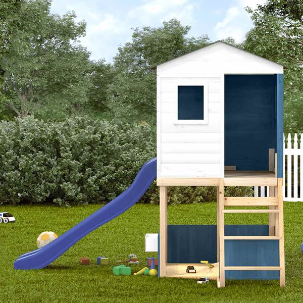 vidaXL udend&oslash;rs leges&aelig;t massivt grantr&aelig; m&oslash;rkegr&aring; hvid og bl&aring;