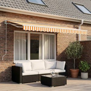 vidaXL udskiftningsdug til markise 600x300 cm polyester gul og hvid